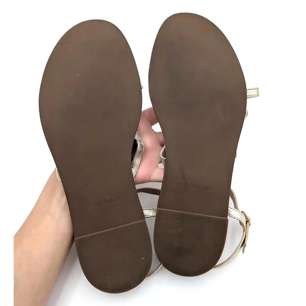 Cole Haan Flynn Strappy Sandals Ankle Strap Women Gold Size US9B EU39.5 - Picture 6 of 10